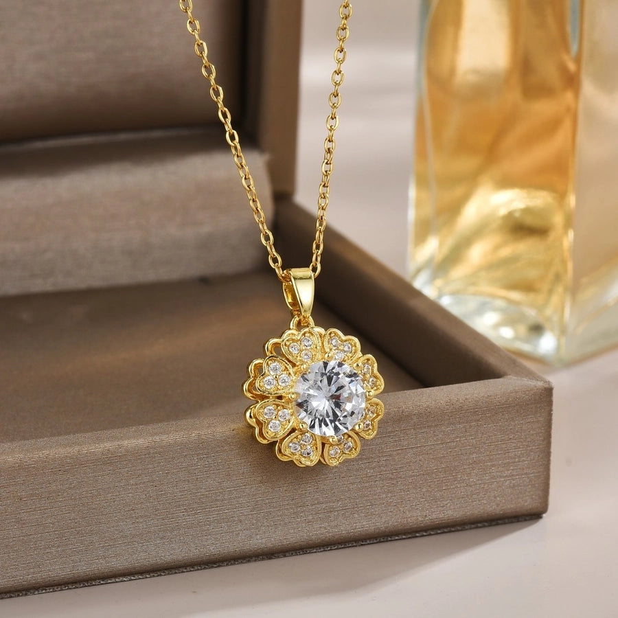 Jewelry Simple Style Classic Style Printing Titanium Steel Zircon Inlay Pendant Necklace