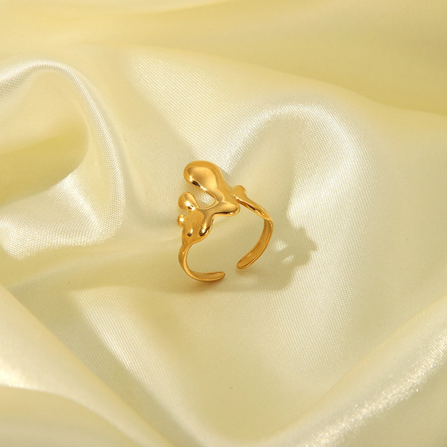 Jewelry Simple Style Irregular Solid Color Bow Knot 304 Stainless Steel 18K Gold Plated Open Rings