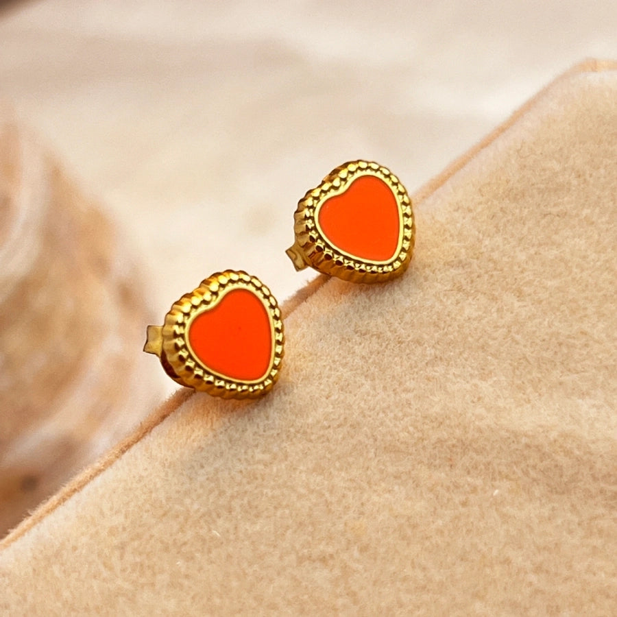 1 Pair Marine Style Simple Style Classic Style Heart Shape Plating 304 Stainless Steel 18K Gold Plated Ear Studs - CEJEW