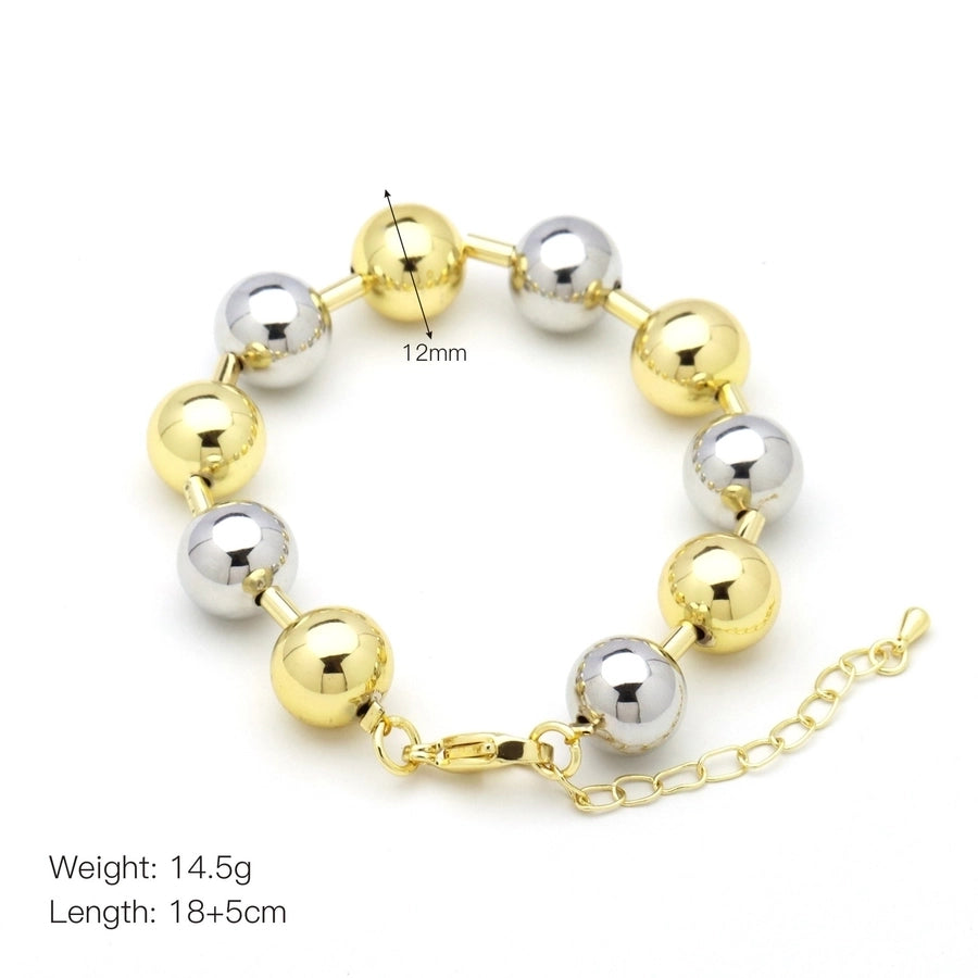 Copper 18K Gold Plated Beaded Plating Round Bracelets