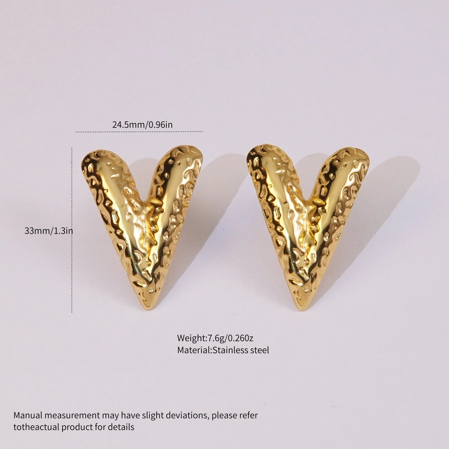 1 Pair Simple Style Classic Style Heart Shape 304 Stainless Steel Imitation Gold  Ear Studs