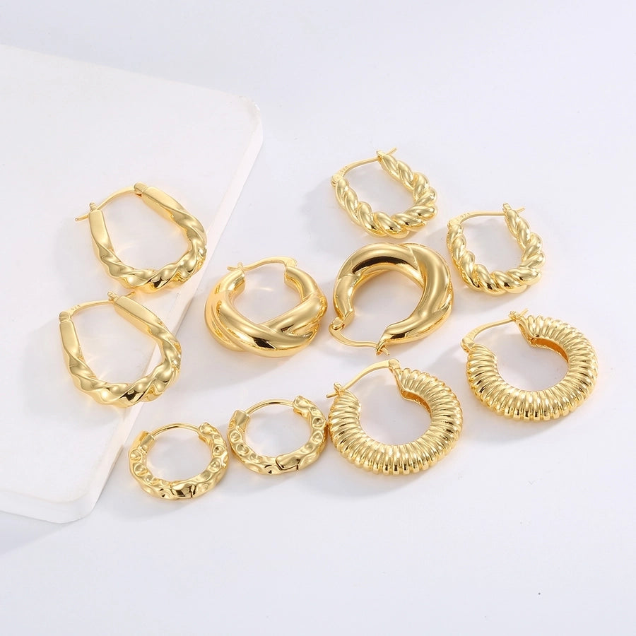 1 Pair Simple Style Classic Style Solid Color Plating Brass 18K Gold Plated Earrings