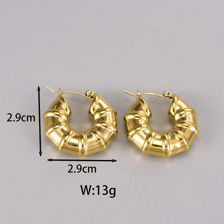 1 Pair Simple Style Classic Style C Shape Plating 304 Stainless Steel Titanium Steel 18K Gold Plated Ear Studs - CEJEW