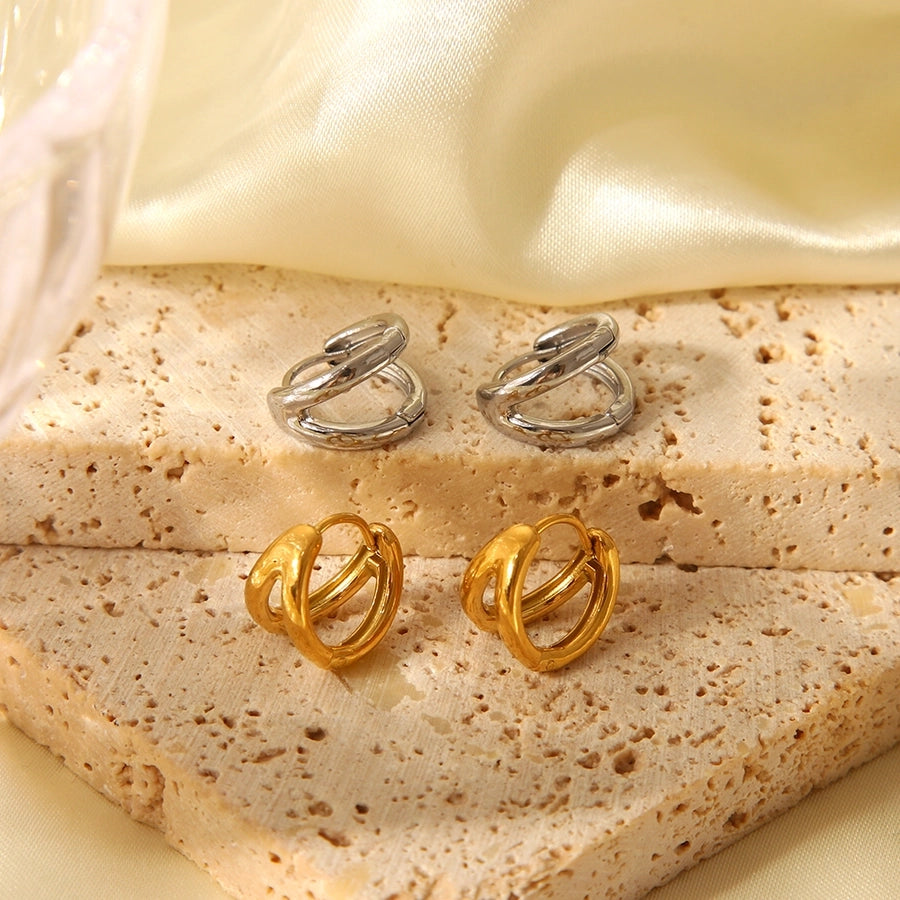 1 Pair Basic Classic Style Geometric Polishing Plating 304 Stainless Steel 18K Gold Plated Earrings