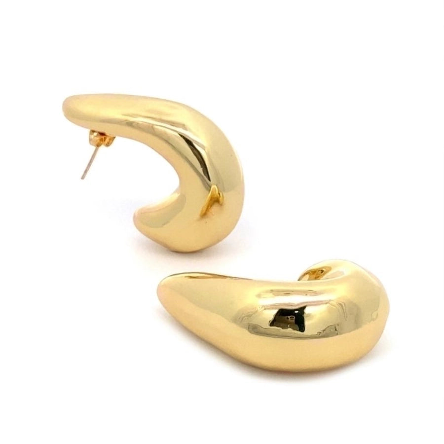 1 Pair Simple Style C Shape 304 Stainless Steel 18K Gold Plated Stainless Steel Earrings