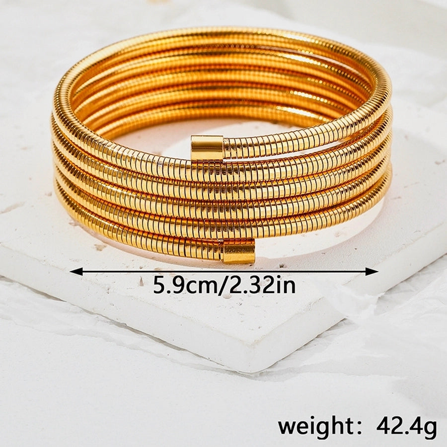 ig style geometric stainless steel layered plating bangle