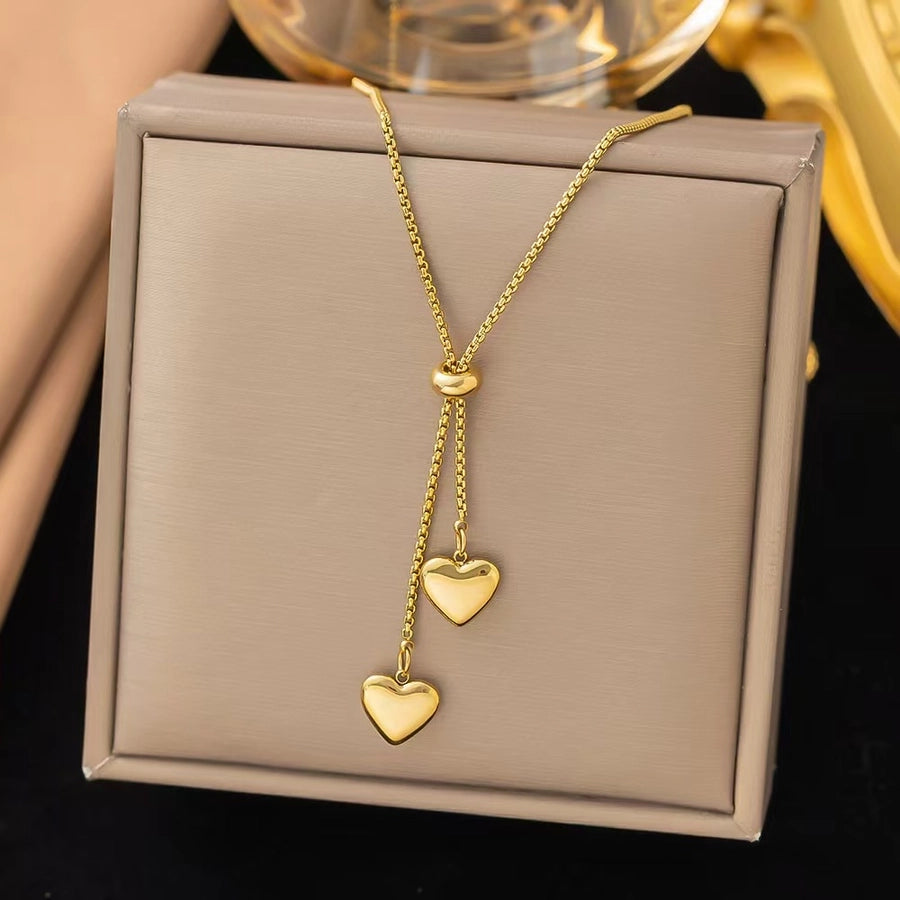 Jewelry Fairy Style Cute Sweet Heart Shape 304 Stainless Steel 18K Gold Plated Jewelry Set