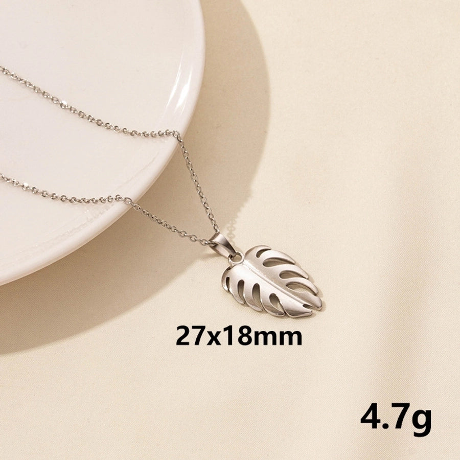 Jewelry Casual Simple Style Leaves 304 Stainless Steel 18K Gold Plated Pendant Necklace