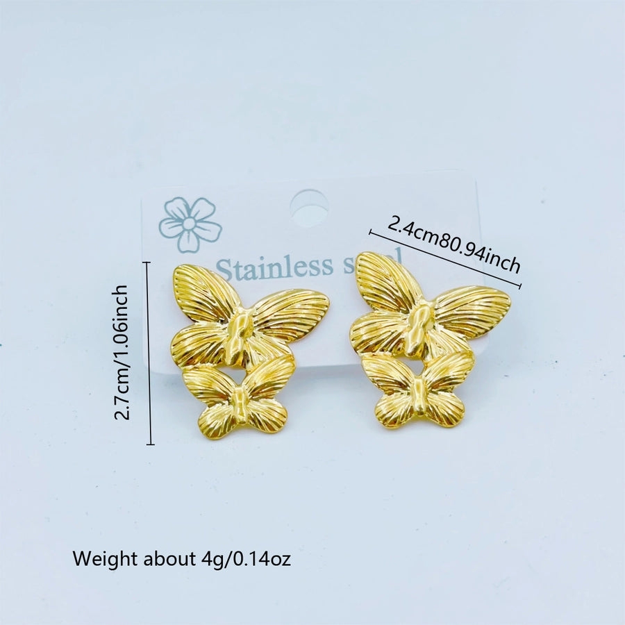 1 Pair Sweet Simple Style Butterfly Bow Knot 304 Stainless Steel Ear Studs