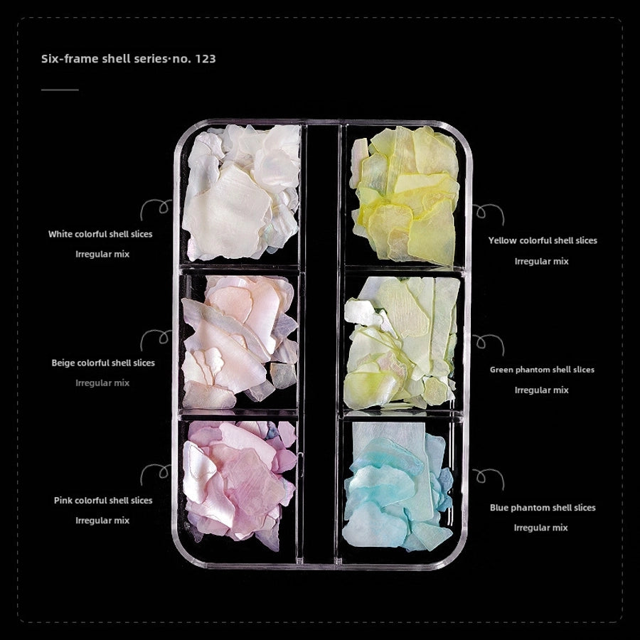 Mixed 6-grid Nail Art Decorations Water Drill Ab Color Drill Heaven's Light Flat Bottom Super Shiny White Glass Holographic