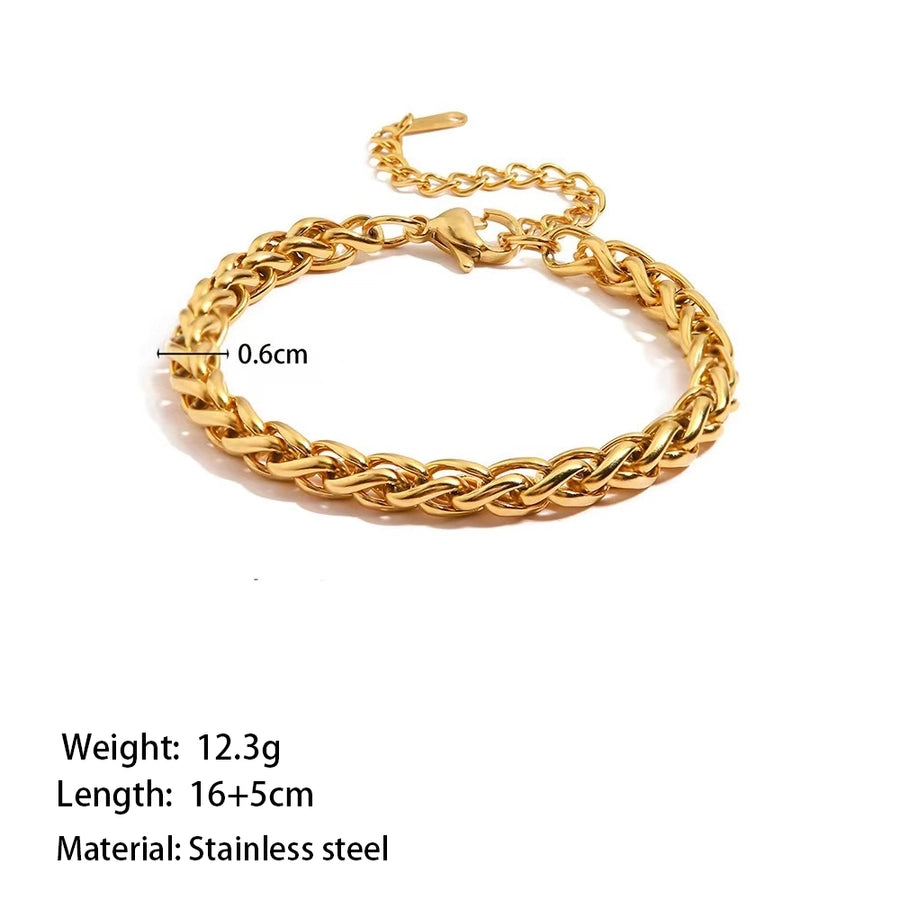 Jewelry Simple Style Solid Color 304 Stainless Steel 18K Gold Plated Polishing Plating Bracelets Necklace