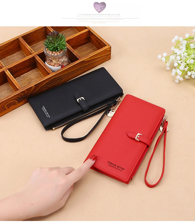 Women's Solid Color Pu Leather Buckle Wallets