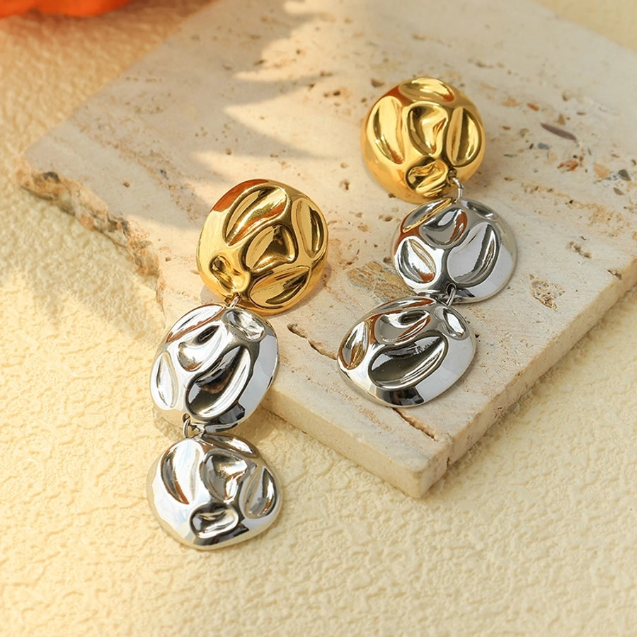 1 Pair Casual Exaggerated Modern Style Irregular Geometric Plating 304 Stainless Steel 14K Gold Plated Drop Earrings - CEJEW