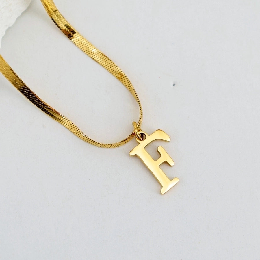 304 Stainless Steel 18K Gold Plated Luxurious Commute Letter Pendant Necklace - CEJEW