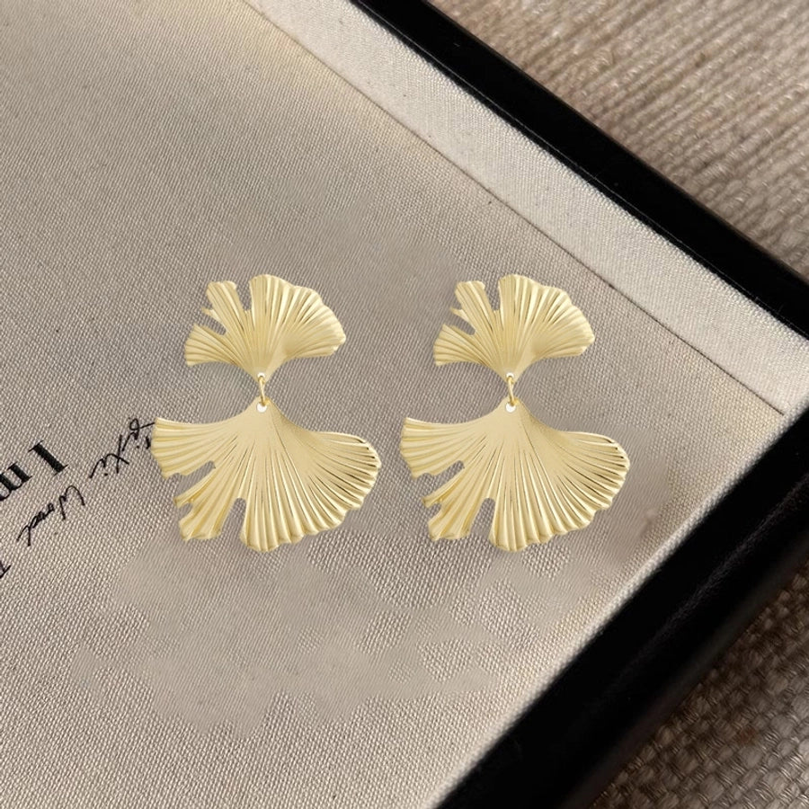 1 Pair Elegant Ginkgo Leaf Plating 304 Stainless Steel 18K Gold Plated Drop Earrings