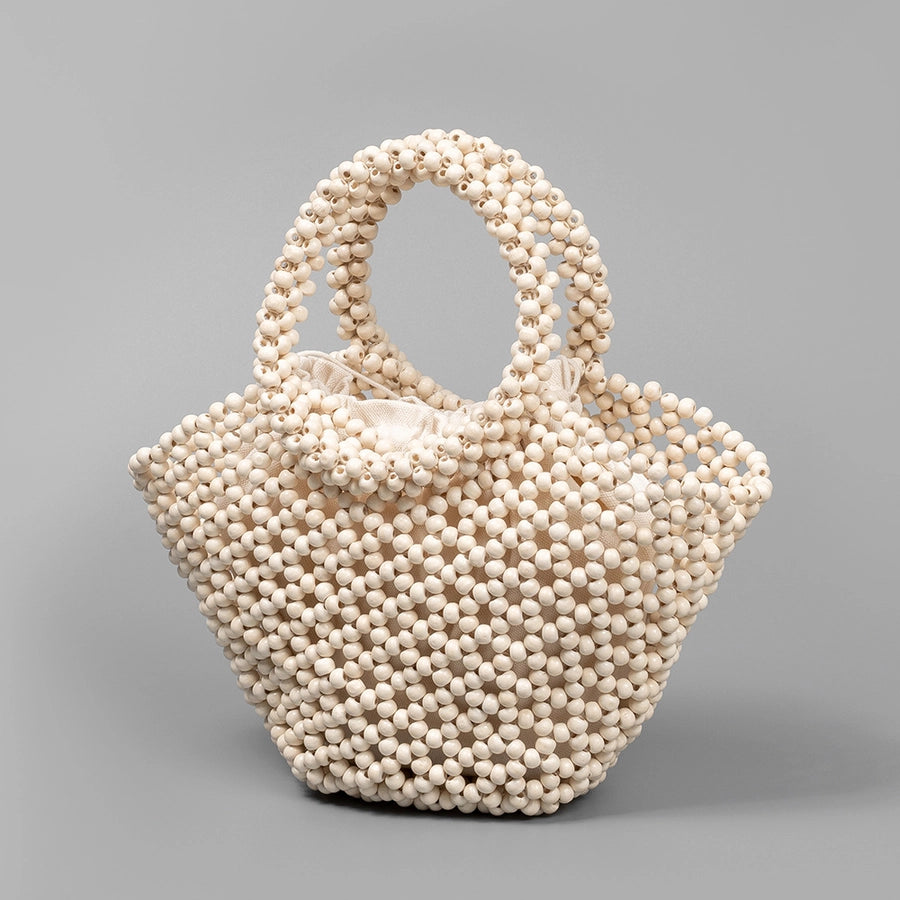 Women's Medium Maple Solid Color Elegant Streetwear Beading Dumpling Shape String Straw Bag