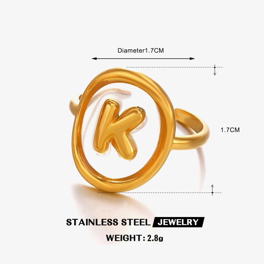 Jewelry Vintage Style Simple Style Letter 304 Stainless Steel Resin 18K Gold Plated Open Rings