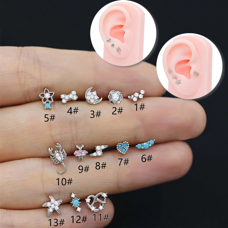 1 Piece Casual Vacation Classic Style Starfish Heart Shape 316 Stainless Steel  Copper Resin Rhinestones Glass White Gold Plated Stainless Steel Earrings