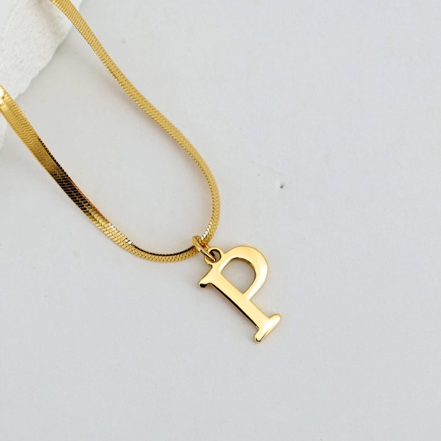 304 Stainless Steel 18K Gold Plated Luxurious Commute Letter Pendant Necklace - CEJEW