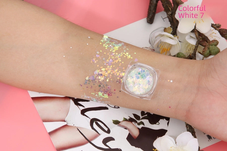 Colorful Glitter Glossy Sequin Nail Art Eye Makeup No Glue Needed Lolita Cosplay Performance Makeup Internet Celebrity Style