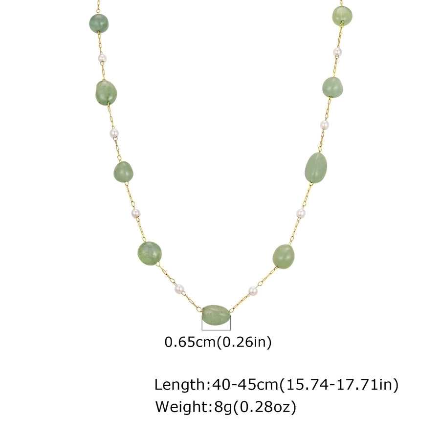 Jewelry Vacation IG Style Geometric 201 Stainless Steel Imitation jade Imitation Pearl Beaded Stainless Steel Jewelry Sets - CEJEW