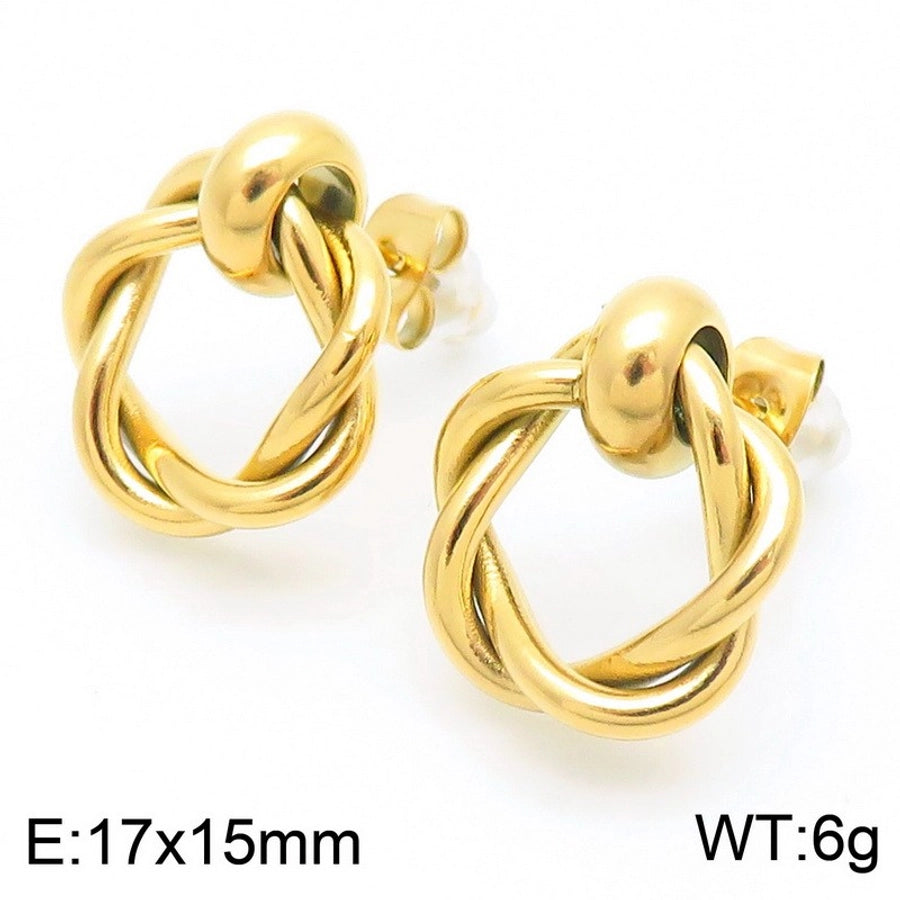 1 Pair Vintage Style Geometric Plating 304 Stainless Steel 18K Gold Plated Ear Studs - CEJEW