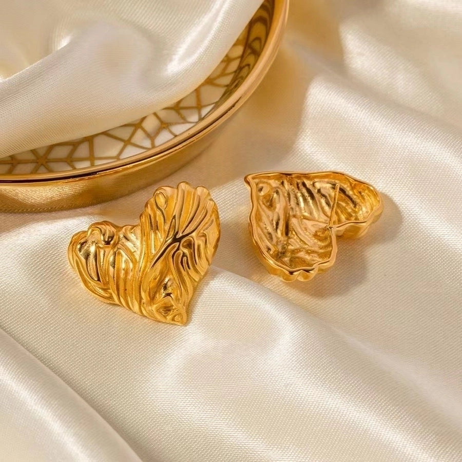 1 Pair Simple Style Classic Style Heart Shape Plating 304 Stainless Steel 18K Gold Plated Ear Studs