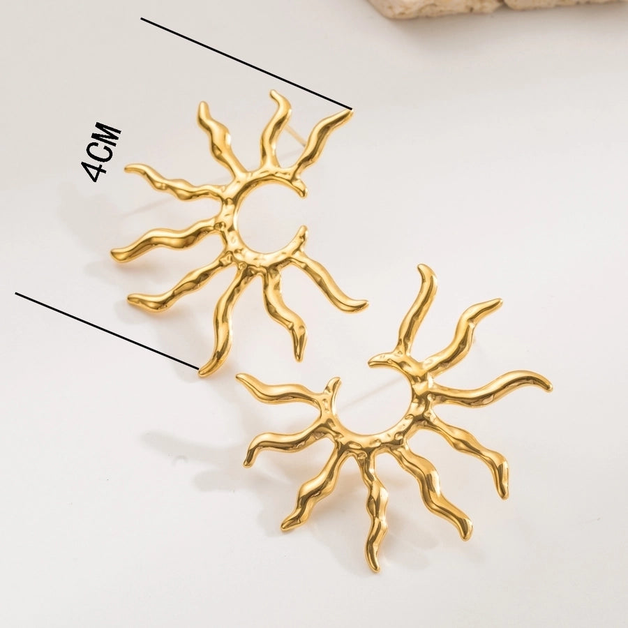 1 Pair Casual Modern Style Simple Style Sun Heart Shape Butterfly 304 Stainless Steel 18K Gold Plated Ear Studs