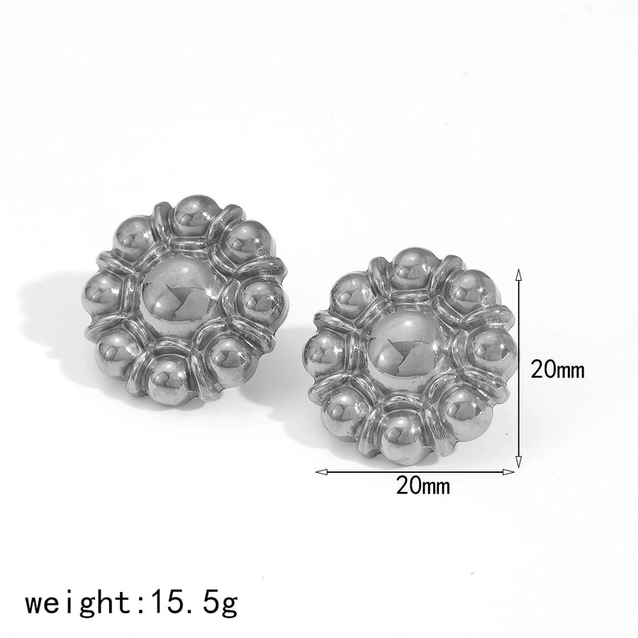 1 Pair IG Style Flower Polishing Plating 304 Stainless Steel 18K Gold Plated Ear Studs