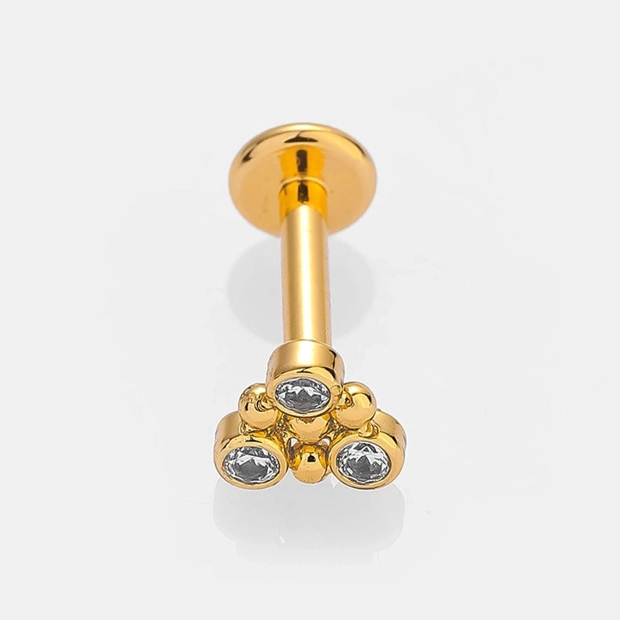 1 Piece Lip Rings Simple Style Classic Style Cross Flower 316L Stainless Steel  Polishing Zircon 18K Gold Plated Lip Rings Ear Cartilage Rings & Studs Nose Rings & Studs