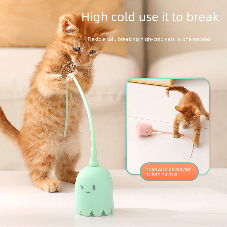 Electric Pet Toy Smart Tail Cat Toy Silicone Tail Bite-resistant Automatic Self-entertaining Rotating Rolling Ball