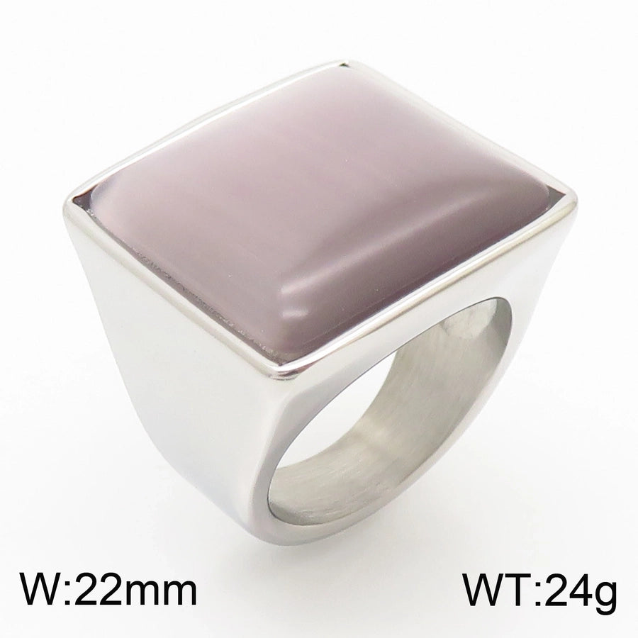 Jewelry Vintage Style Geometric Square Stainless Steel 18K Gold Plated Plating Rings