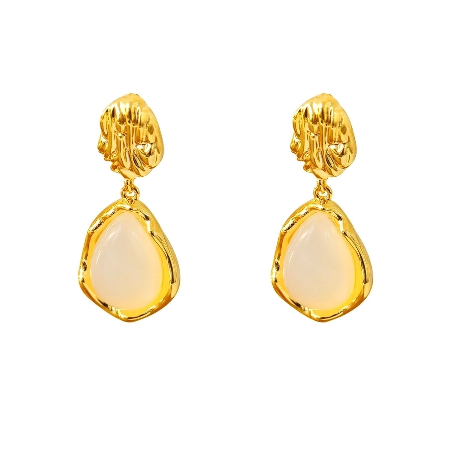 1 Pair Vintage Style Simple Style Water Droplets Plating Inlay Copper Agate 18K Gold Plated Drop Earrings