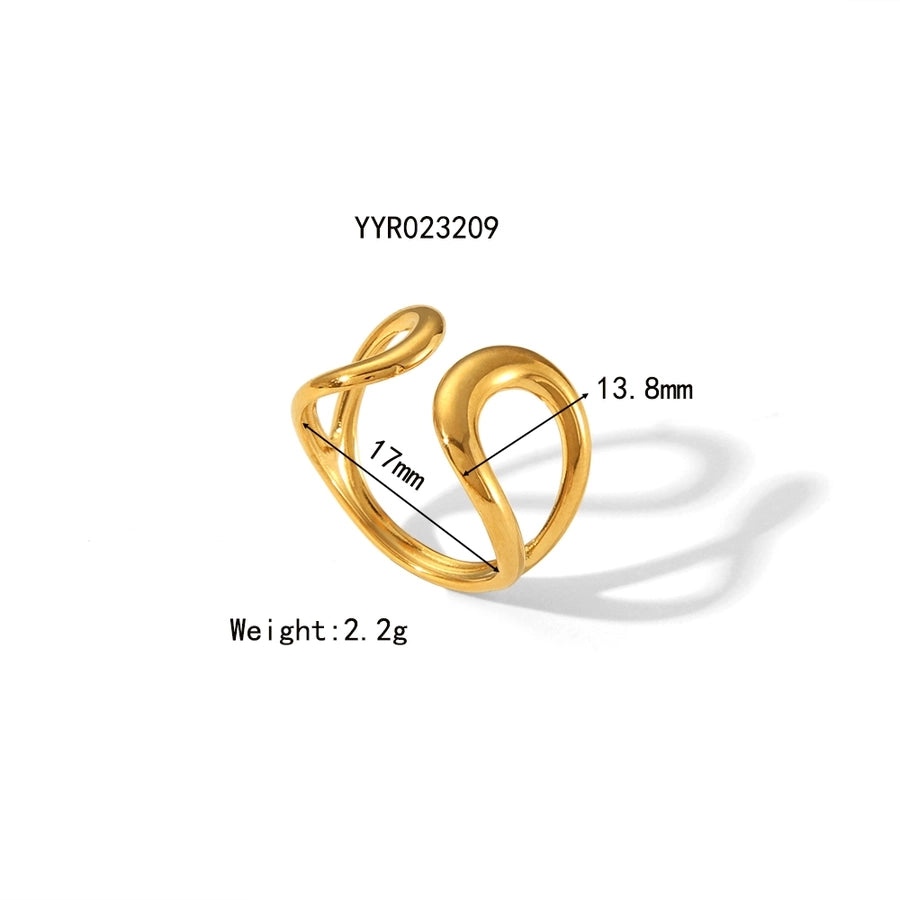 Jewelry Simple Style Irregular Solid Color Bow Knot 304 Stainless Steel 18K Gold Plated Open Rings