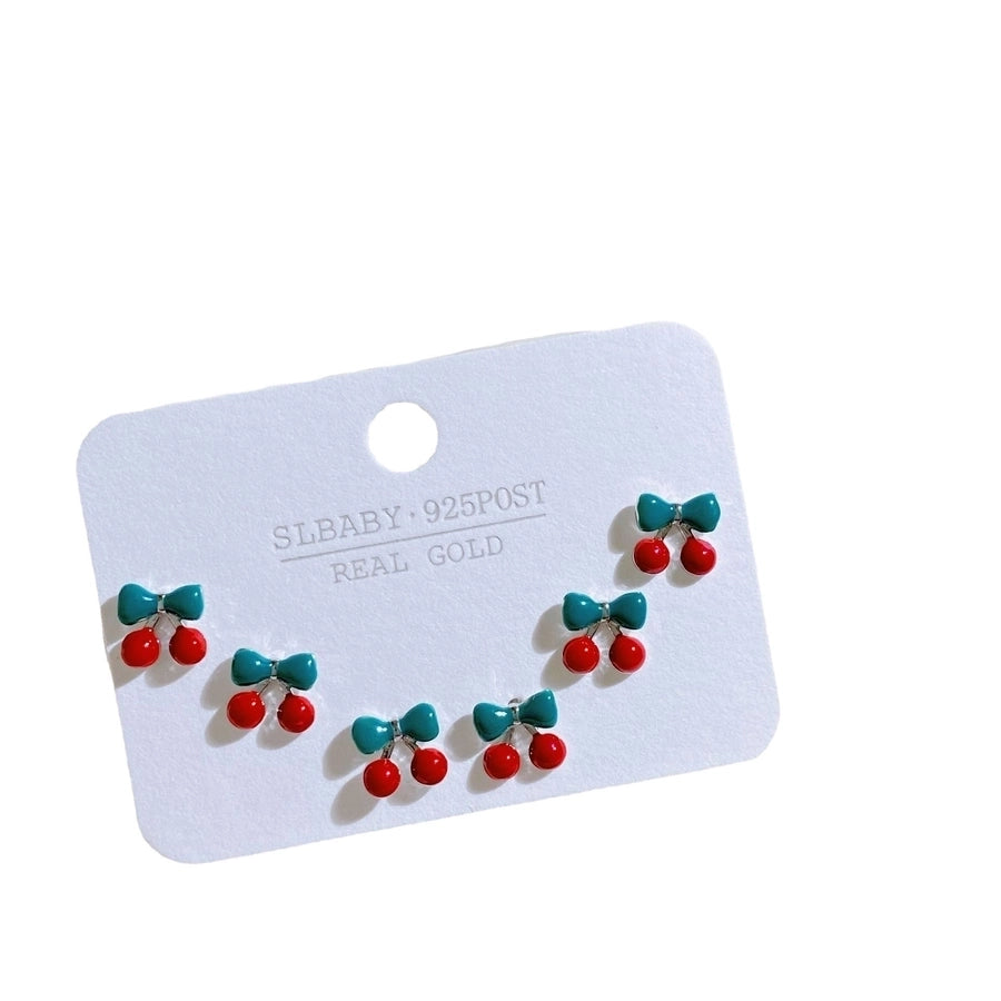 1 Set Sweet Cherry Fruit Plating Copper Ear Studs