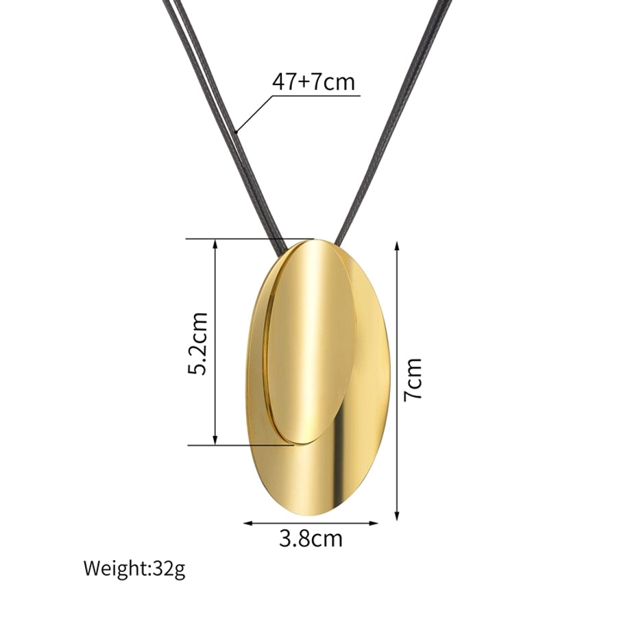 Jewelry Simple Style Classic Style Oval 304 Stainless Steel 14K Gold Plated Irregular Plating Pendant Necklace - CEJEW