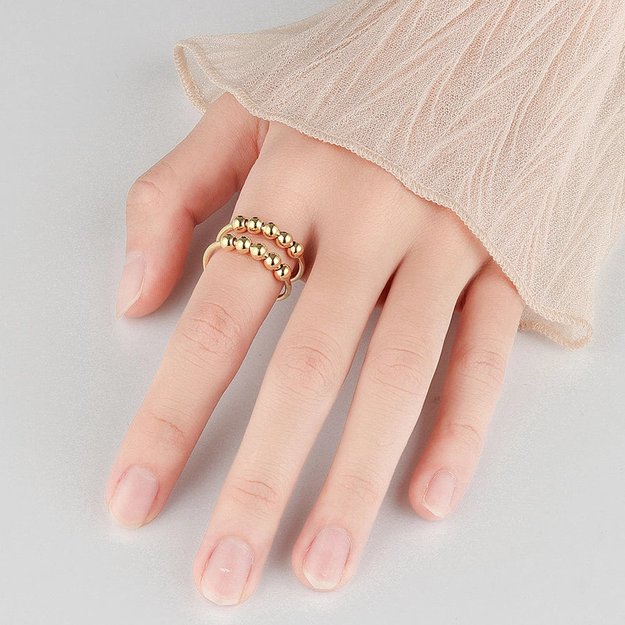 IG Style Simple Style Geometric Copper Beaded Plating Open Rings Anxiety Ring