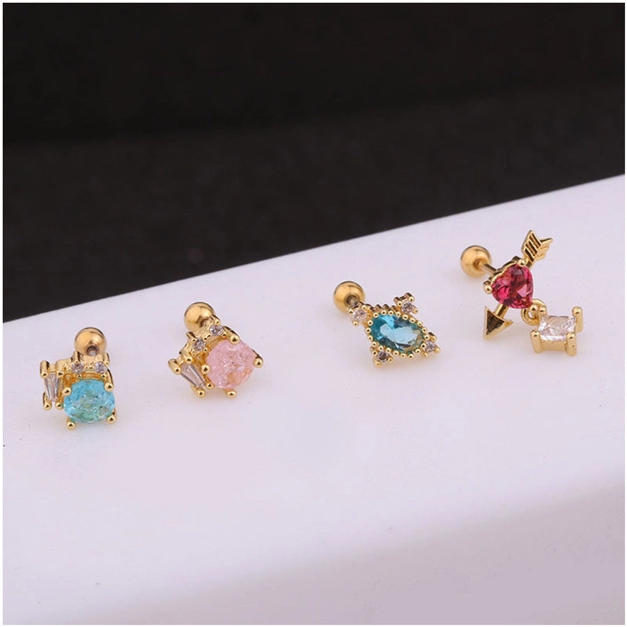 Ear Cartilage Rings & Studs 316L Stainless Steel  Copper Inlaid Zircon Zircon