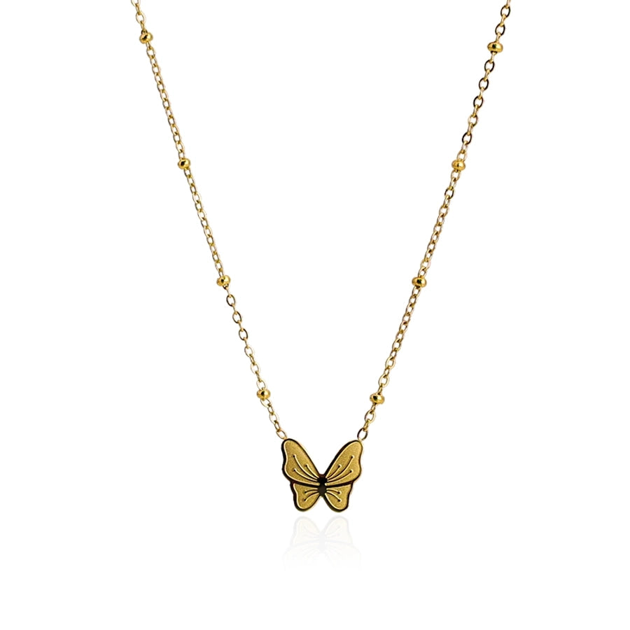 Jewelry Commute Korean Style Butterfly 304 Stainless Steel 18K Gold Plated Pendant Necklace