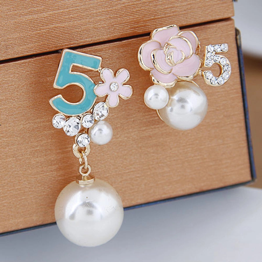 Korean Style Plant Alloy Pearl Drop Earrings