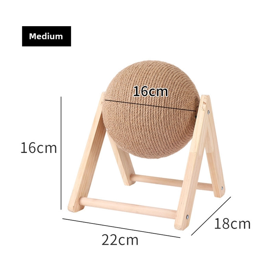 Wooden Cat Scratch Board Toy Durable Cat Scratching Post Ball Hand-wound Rope Climbing Frame Pet Supplies