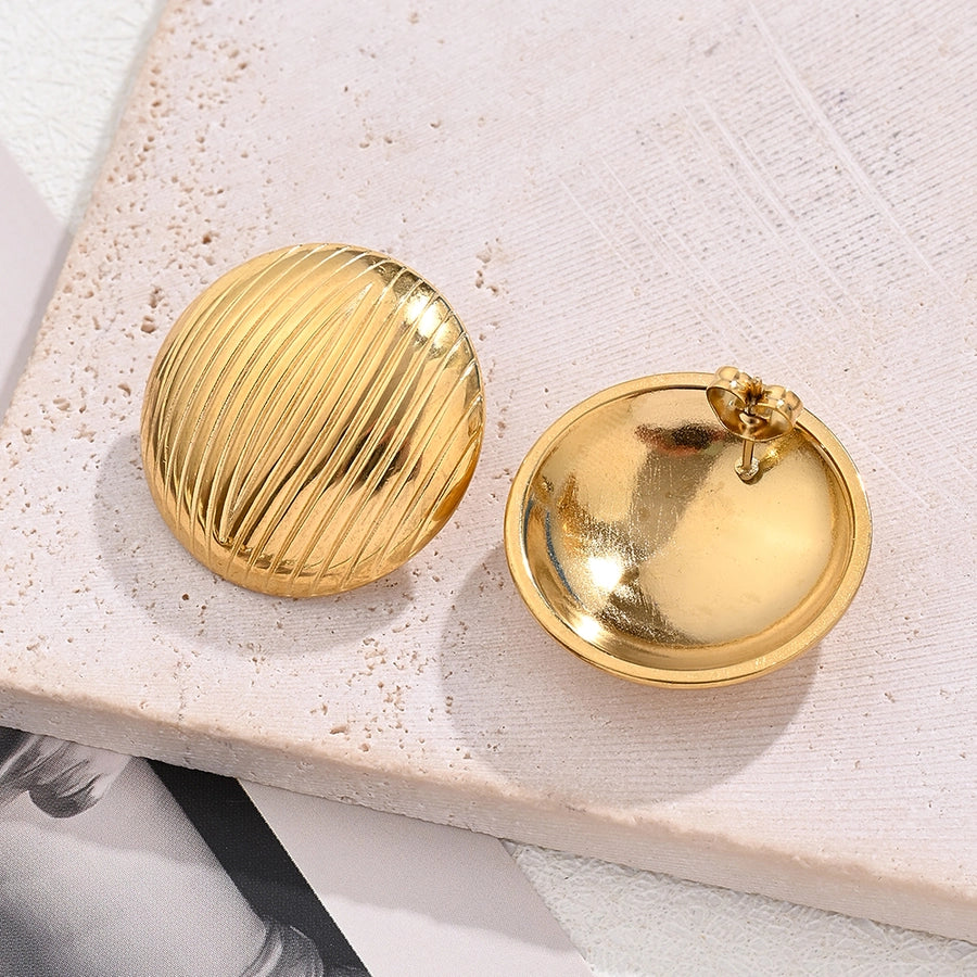 1 Pair/Package Casual Modern Style Simple Style Round Square Heart Shape Handmade Plating Metal 304 Stainless Steel 18K Gold Plated Ear Studs