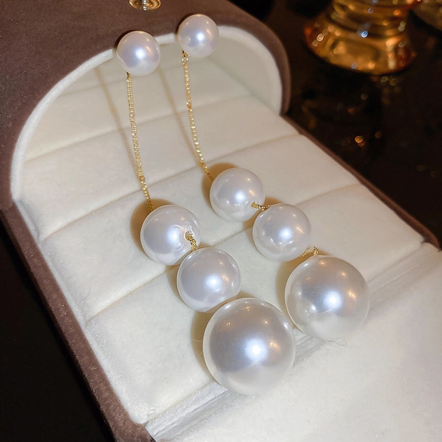 jewelry lady pearl alloy gold plated plating drop earrings - CEJEW