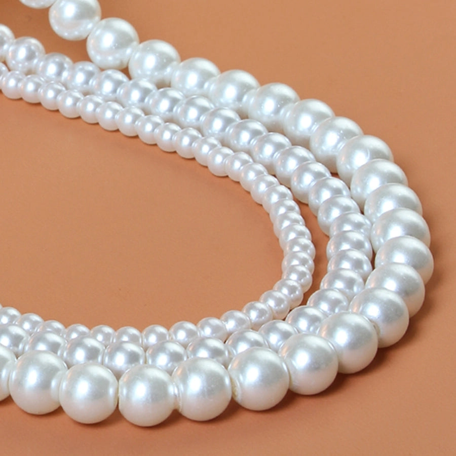 Elegant French Style Geometric Round Artificial Pearl Alloy  Necklace