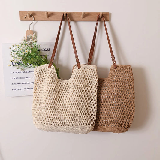 Women's Medium Polyester Solid Color Ethnic Style Weave Square Magnetic Buckle Straw Bag