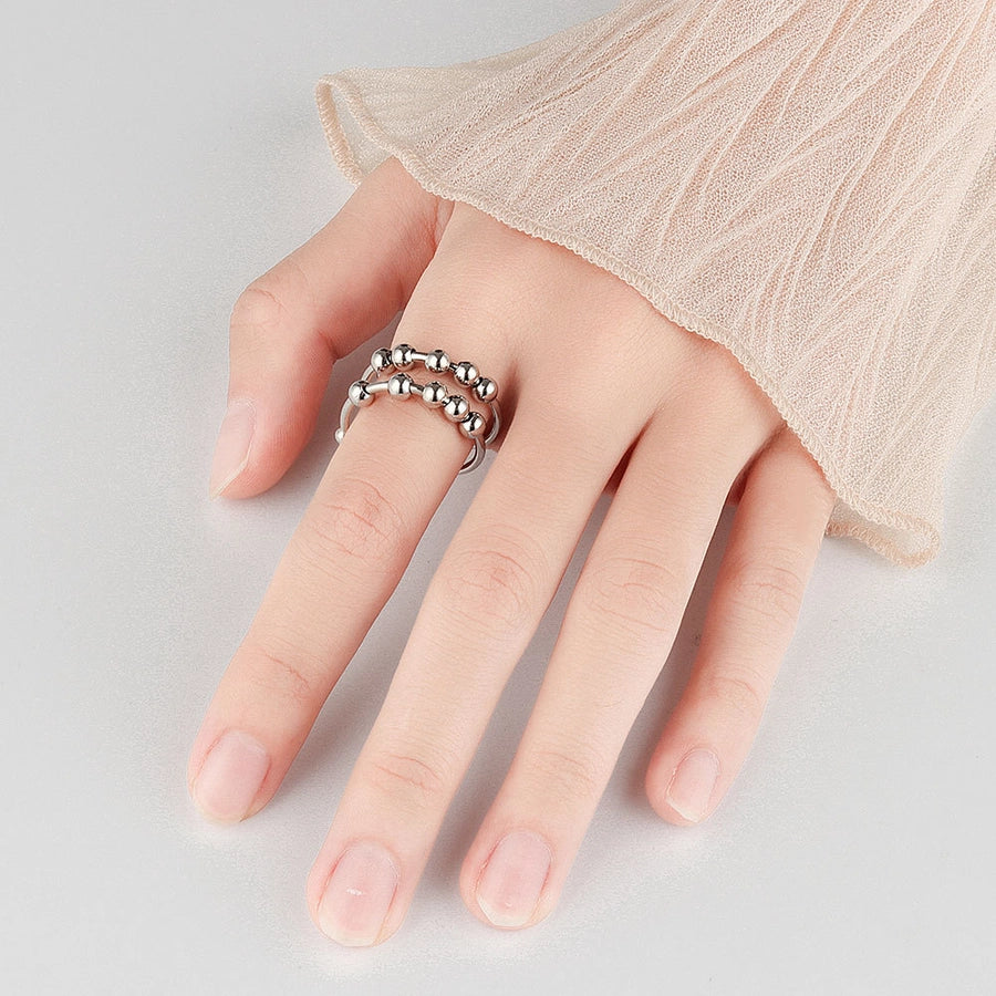 IG Style Simple Style Geometric Copper Beaded Plating Open Rings Anxiety Ring