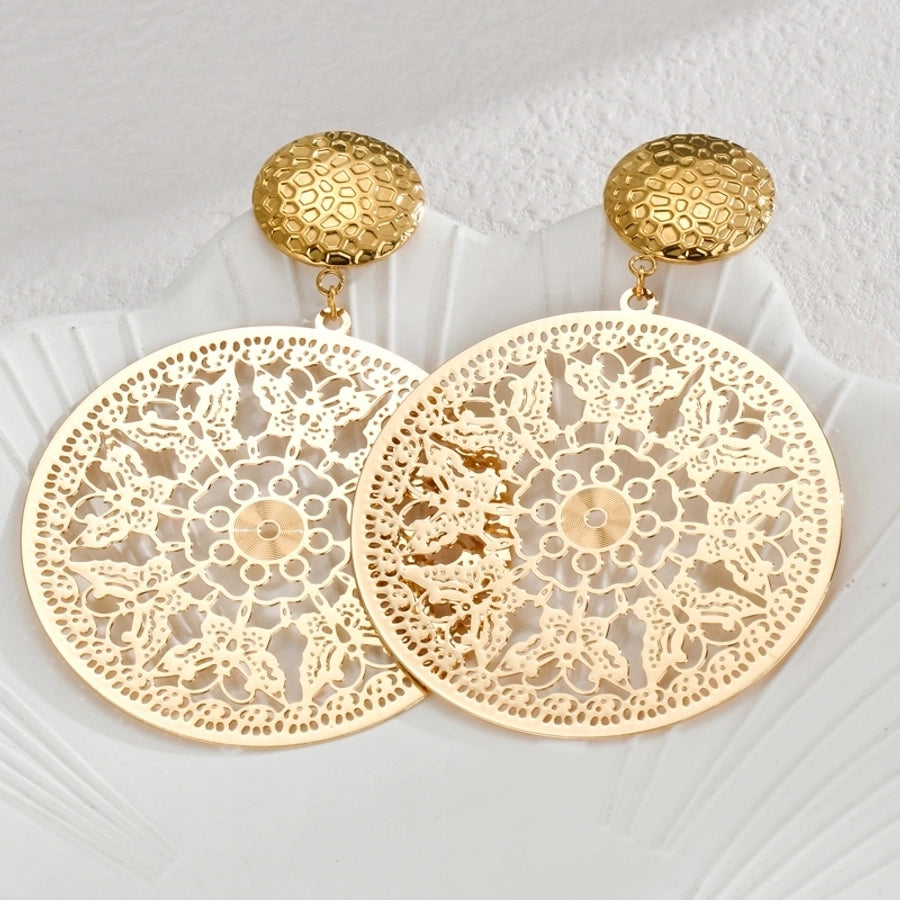 1 Piece Elegant Luxurious Geometric Hollow Out 304 Stainless Steel 18K Gold Plated Drop Earrings