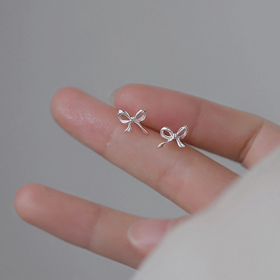 1 pair simple style bow knot plating copper ear studs