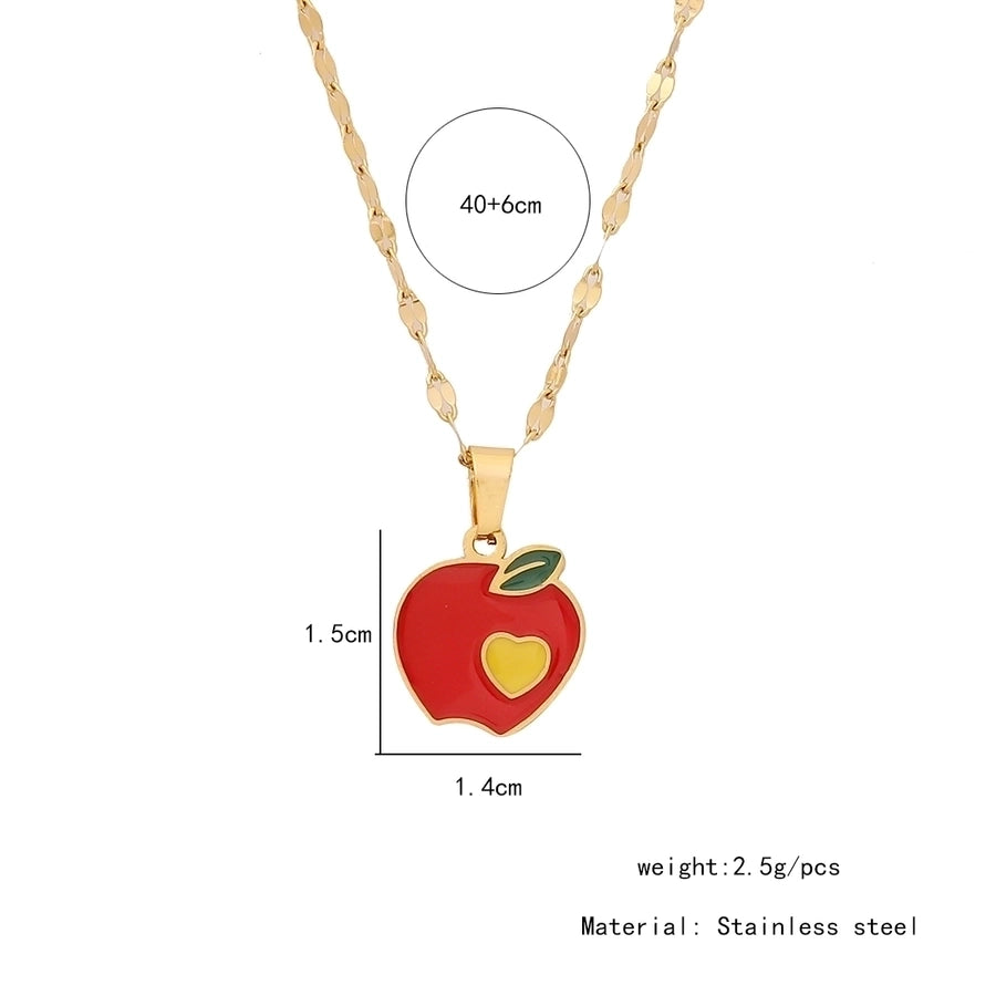 Jewelry Casual Elegant Lady Cherry Strawberry Watermelon 304 Stainless Steel 18K Gold Plated Pendant Necklace