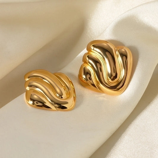 1 Pair Simple Style Solid Color Plating 304 Stainless Steel 18K Gold Plated Ear Studs